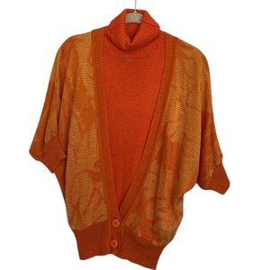 NWOT Vintage Christian Dior Vibrant Knit Twinset | Turtleneck & Cardigan | M